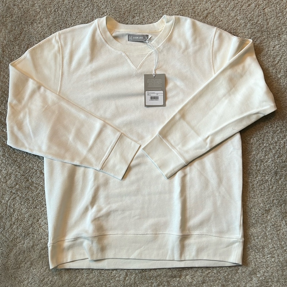 Men’s Everlane The Twill Crewneck Sweatshirt Off-White XL
